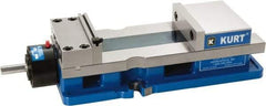 Kurt - 6" Jaw Width, 9" Jaw Opening Capacity, Horizontal Stationary Machine Vise - Reverse Hydraulic Operation, 1 Station, 20.553" Long x 4.86" High x 1-47/64" Deep, 1.735" Jaw Height, 5,250 Lb Max Clamp Force, Ductile Iron - Eagle Tool & Supply