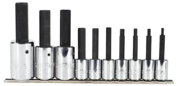Proto - 10 Piece 3/8 & 1/2" Drive Inch Tethered Hex Bit Socket Set - 1/8 to 5/8" Hex - Eagle Tool & Supply
