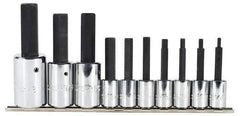 Proto - 10 Piece 3/8 & 1/2" Drive Inch Tethered Hex Bit Socket Set - 1/8 to 5/8" Hex - Eagle Tool & Supply