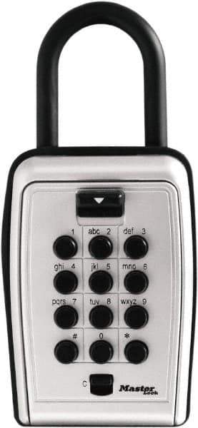 Master Lock - 3-1/8" Wide x 6.8" Overall Height, Push Button Combination, Portable Key Safe - Zinc Finish - Eagle Tool & Supply