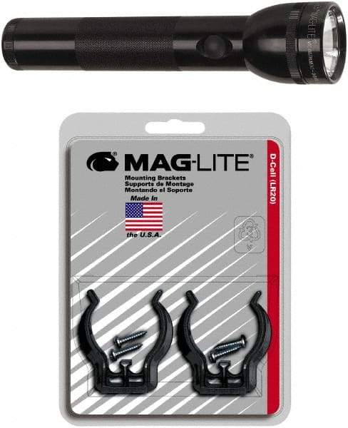 Mag-Lite - Krypton Bulb, Industrial/Tactical Flashlight - Black Aluminum Body, D Batteries - Eagle Tool & Supply
