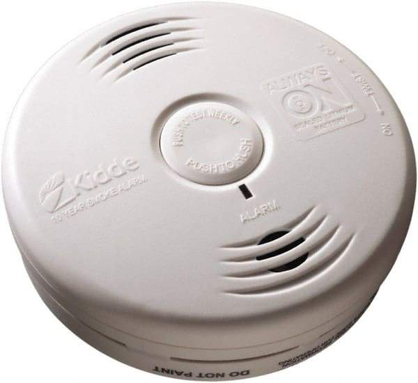 Kidde - 1.6 Inch Long x 5.22 Inch Wide x 5.22 Inch Diameter, Smoke Alarm - 85 dB Decibel Rating, Lithium Battery Included, Indicating Light, Tamper Resistant - Eagle Tool & Supply