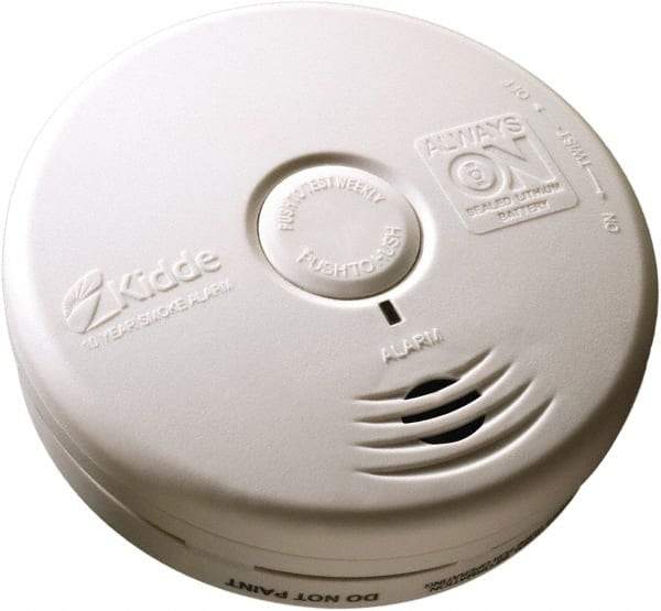 Kidde - 1.6 Inch Long x 5.22 Inch Wide x 5.22 Inch Diameter, Smoke Alarm - 85 dB Decibel Rating, Lithium Battery Included, Wall or Indicating Light, Tamper Resistant - Eagle Tool & Supply