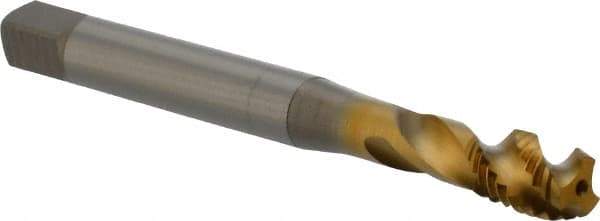 OSG - M10x1.50 3 Flute 6H Modified Bottoming Spiral Flute Tap - Vanadium High Speed Steel, TiN Finish, 100mm OAL, Right Hand Flute, Right Hand Thread, D6, Series 16455 - Eagle Tool & Supply