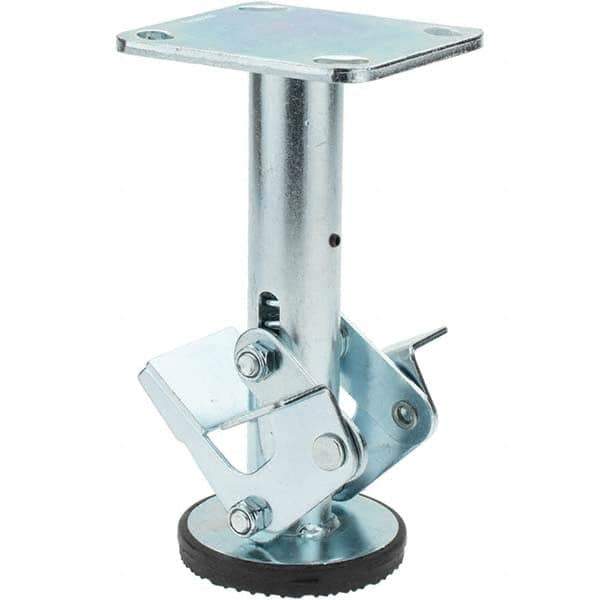 Hamilton - Floor Truck Lock for 8" Diam Caster Wheels - 8-1/2" Retracted Clearance, 4" x 4-1/2" Top Plate Size, 2-5/8" x 3-5/8" Slotted to 3" x 3" Bolt Hole Spacing - Eagle Tool & Supply