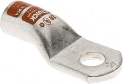 Made in USA - 2/0 AWG Noninsulated Crimp Connection D Shaped Ring Terminal - 3/8" Stud, Tin Plated Copper Contact - Eagle Tool & Supply