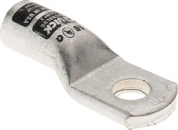 Made in USA - 1/0 AWG Noninsulated Crimp Connection D Shaped Ring Terminal - 3/8" Stud, Tin Plated Copper Contact - Eagle Tool & Supply