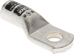 Made in USA - 1/0 AWG Noninsulated Crimp Connection D Shaped Ring Terminal - 3/8" Stud, Tin Plated Copper Contact - Eagle Tool & Supply