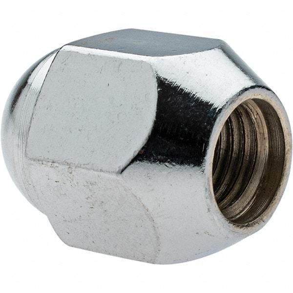 Value Collection - M12-1.5 Chrome Finish Capped Wheel Nut - 21mm Hex, 30mm Overall Length, 60° Seat Angle - Eagle Tool & Supply