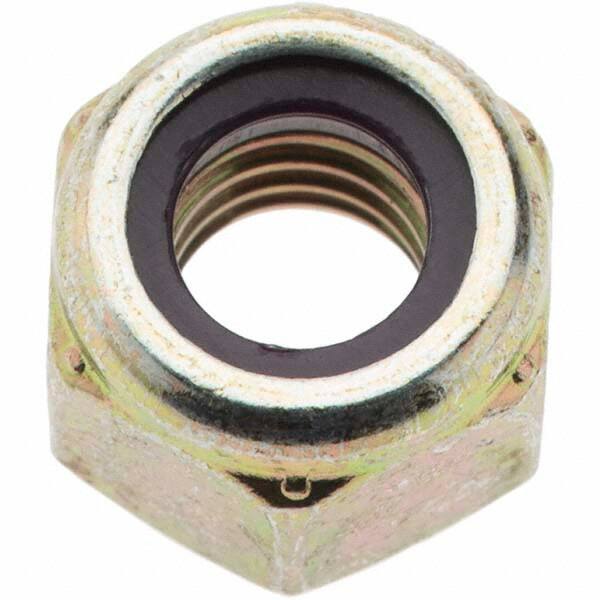 Value Collection - 5/16-18 UNC Grade 8 Hex Lock Nut with Nylon Insert - 1/2" Width Across Flats, 23/64" High, Zinc Yellow Dichromate Finish - Eagle Tool & Supply