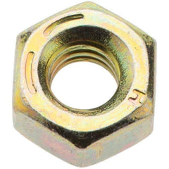 Value Collection - 1/4-20 UNC Steel Right Hand Hex Nut - 7/16" Across Flats, 7/32" High, Zinc Yellow Dichromate Finish - Eagle Tool & Supply