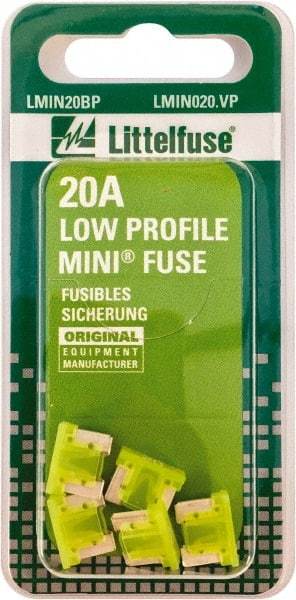 Littelfuse - 20 Amp, Automotive Fuse - 0.429" Long, Yellow, Littlefuse LMIN020 - Eagle Tool & Supply