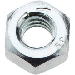 Value Collection - 1/4-20 UNC Steel Right Hand Hex Nut - 7/16" Across Flats, 7/32" High, Zinc-Plated Finish - Eagle Tool & Supply