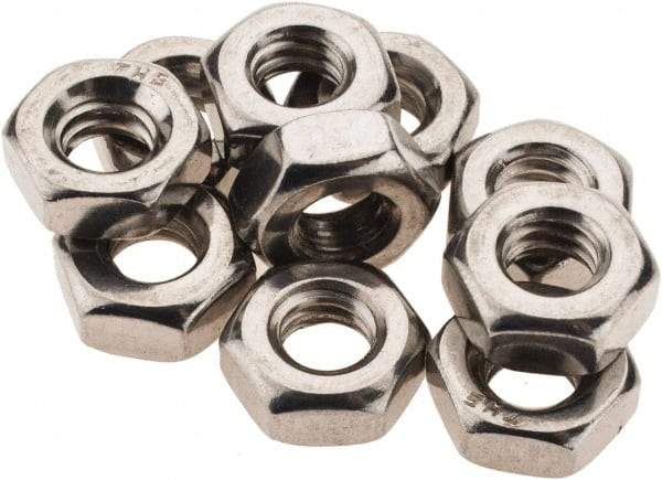 Value Collection - 1/4-20 UNC Stainless Steel Right Hand Machine Screw Hex Nut - 7/16" Across Flats, 7/32" High, Uncoated - Eagle Tool & Supply