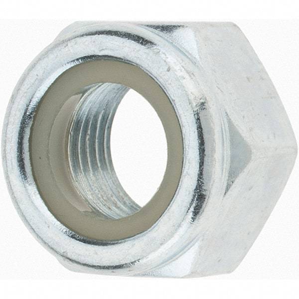 Value Collection - M12x1.25 Metric Fine Grade 8 Hex Lock Nut with Nylon Insert - 12mm High, Zinc-Plated Finish - Eagle Tool & Supply