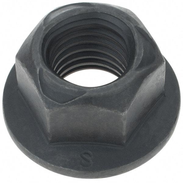 Made in USA - 5/8-11 UNC Grade G Hex Flange Lock Nut with Distorted Thread - Uncoated - Eagle Tool & Supply