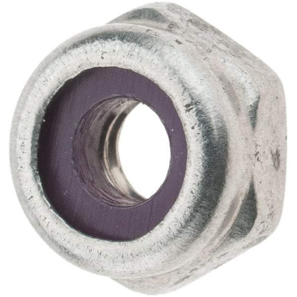 Value Collection - #8-32 UNC 18-8 Hex Lock Nut with Nylon Insert - 11/32" Width Across Flats, 3/16" High, Uncoated - Eagle Tool & Supply