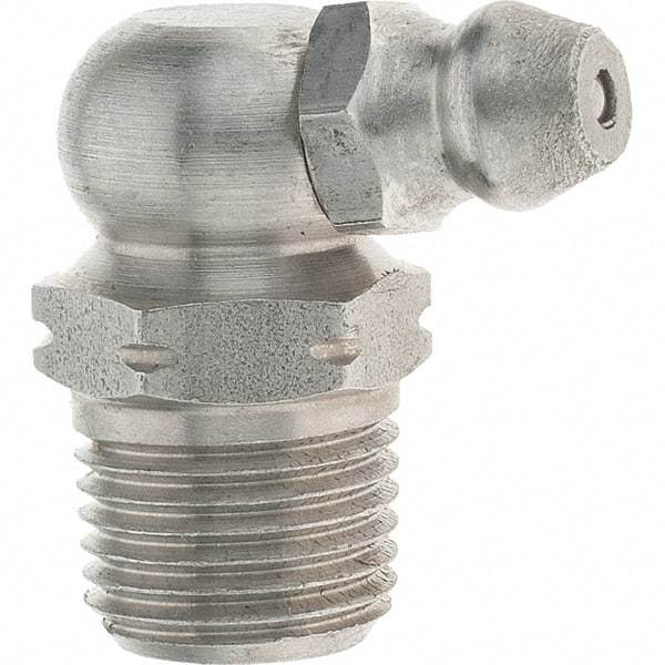 Value Collection - 90° Head Angle, 1/8-27 Stainless Steel Standard Grease Fitting - Eagle Tool & Supply