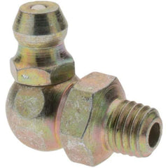 Value Collection - 90° Head Angle, 1/4-28 Taper Thread Grease Fitting - Zinc Plated Finish - Eagle Tool & Supply