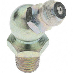 Value Collection - 45° Head Angle, 1/4-28 Taper Thread Grease Fitting - Zinc Plated Finish - Eagle Tool & Supply