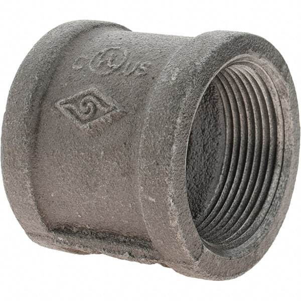 Value Collection - Size 1-1/2", Class 150, Malleable Iron Black Pipe Coupling - 150 psi, Threaded End Connection - Eagle Tool & Supply