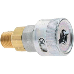 Parker - 1/4-18 NPTF Schrader Twist-Lock Pneumatic Hose Coupler - Brass, 1/4" Body Diam - Eagle Tool & Supply