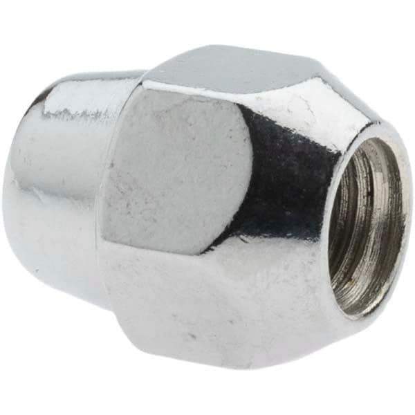 Value Collection - M12-1.5 Chrome Finish Acorn Wheel Nut - 21mm Hex, 27mm Overall Length, 60° Seat Angle - Eagle Tool & Supply