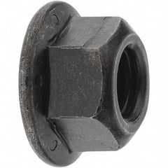 Made in USA - 1/2-13 UNC Grade G Hex Flange Lock Nut with Distorted Thread - Uncoated - Eagle Tool & Supply