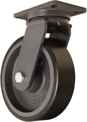 Hamilton - 10" Diam x 3" Wide x 12-1/2" OAH Top Plate Mount Swivel Caster - Polyurethane Mold onto Cast Iron Center, 3,900 Lb Capacity, Sealed Precision Ball Bearing, 5-1/4 x 7-1/4" Plate - Eagle Tool & Supply