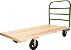 Fairbanks - 1,600 Lb Capacity Hardwood/Steel Platform Truck - Hardwood Deck, 30" OAW, 60" Platform Length, Mold On Rubber Casters - Eagle Tool & Supply