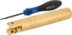 Seco - 1" Cutting Diam, 1" Shank Diam, Straight Shank Indexable Copy End Mill - 2 Inserts, XPKX12 Insert, R217.97 Toolholder, Steel, Through Coolant - Eagle Tool & Supply