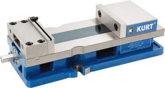 Kurt - 6" Jaw Width, 9" Jaw Opening Capacity, Horizontal Stationary Machine Vise - Reverse Manual Operation, 1 Station, 18.385" Long x 4.86" High x 1-47/64" Deep, 1.735" Jaw Height, 12,600 Lb Max Clamp Force, Ductile Iron - Eagle Tool & Supply