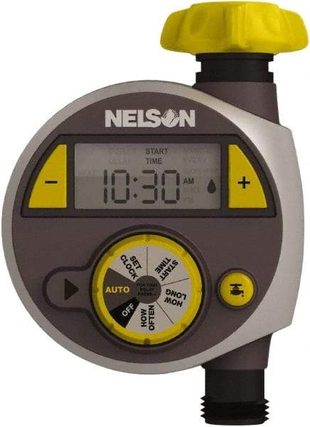 Nelson - Electronic Lawn Sprinkler Timer - 2 Watering Modes, 1 Outlet, 3/4-18 National Hose Thread - Eagle Tool & Supply