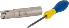 Iscar - 3/4" Cut Diam, 0.315" Max Depth of Cut, 3/4" Shank Diam, 3.38" OAL, Indexable Square Shoulder Helical End Mill - H490 AN.X 09 Inserts, Weldon Shank, 90° Lead Angle, Through Coolant, Series Helido - Eagle Tool & Supply