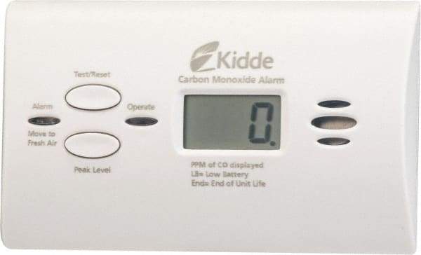 Kidde - CO Alarm - 85 dB Decibel Rating, AA Battery Included, Wall or Ceiling Mount, Electrochemical Sensor - Eagle Tool & Supply