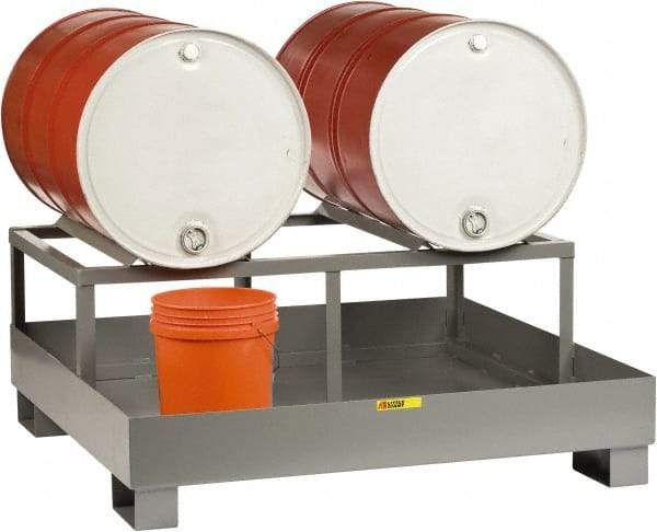 Little Giant - 66 Gal Sump, 2 Drum, Steel Drum Rack - 51" Long x 51" Wide x 22" High - Eagle Tool & Supply