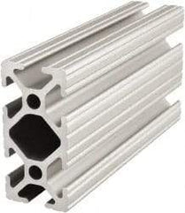 80/20 Inc. - 48 Inches Long x 1 Inch Wide x 2 Inches High, T Slotted Aluminum Extrusion - 0.7914 Square Inches, Clear Anodized Finish - Eagle Tool & Supply