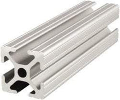 80/20 Inc. - 48 Inches Long x 1 Inch Wide x 1 Inch High, T Slotted Aluminum Extrusion - 0.4379 Square Inches, Clear Anodized Finish - Eagle Tool & Supply