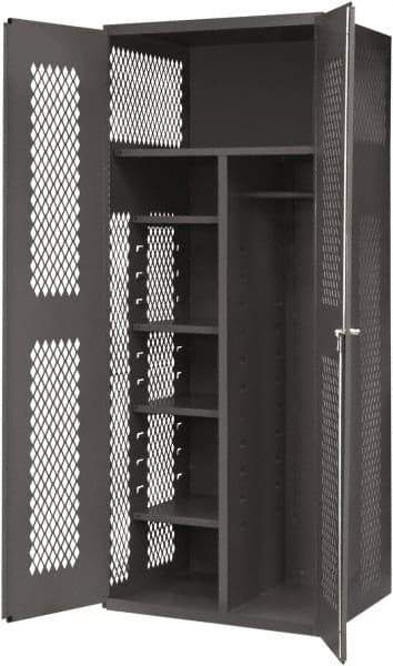 Durham - 5 Shelf Locking Storage Cabinet - Steel, 36" Wide x 24" Deep x 84" High, Gray - Eagle Tool & Supply