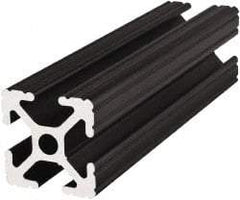 80/20 Inc. - 145 Inches Long x 1 Inch Wide x 1 Inch High, T Slotted Aluminum Extrusion - 0.4379 Square Inches, Black Anodized Finish - Eagle Tool & Supply