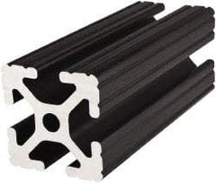80/20 Inc. - 145 Inches Long x 1-1/2 Inches Wide x 1-1/2 Inches High, T Slotted Aluminum Extrusion - 1.154 Square Inches, Black Anodized Finish - Eagle Tool & Supply
