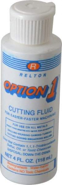 Relton - Option1, 4 oz Bottle Cutting Fluid - Water Soluble, For Cleaning, Machining - Eagle Tool & Supply