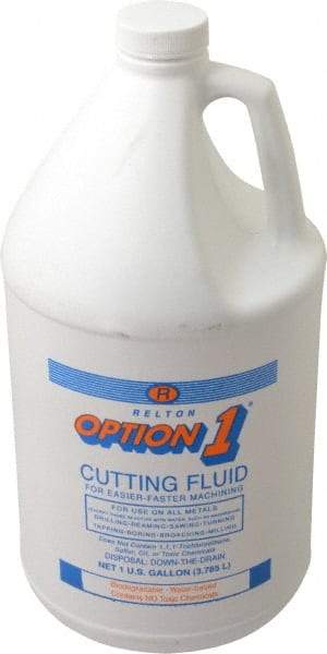 Relton - Option1, 1 Gal Bottle Cutting Fluid - Water Soluble, For Cleaning, Machining - Eagle Tool & Supply