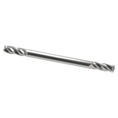 Accupro - 3mm, 6mm LOC, 3mm Shank Diam, 38mm OAL, 4 Flute, Solid Carbide Square End Mill - Double End, Uncoated, Spiral Flute, 40° Helix, Centercutting, Right Hand Cut, Right Hand Flute - Eagle Tool & Supply