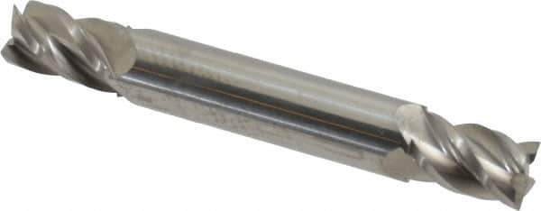 Accupro - 9mm, 14mm LOC, 10mm Shank Diam, 2-3/4" OAL, 4 Flute, Solid Carbide Square End Mill - Double End, Uncoated, Spiral Flute, 40° Helix, Centercutting, Right Hand Cut, Right Hand Flute - Eagle Tool & Supply