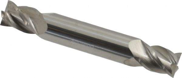 Accupro - 11mm, 14mm LOC, 12mm Shank Diam, 76mm OAL, 4 Flute, Solid Carbide Square End Mill - Double End, Uncoated, Spiral Flute, 40° Helix, Centercutting, Right Hand Cut, Right Hand Flute - Eagle Tool & Supply