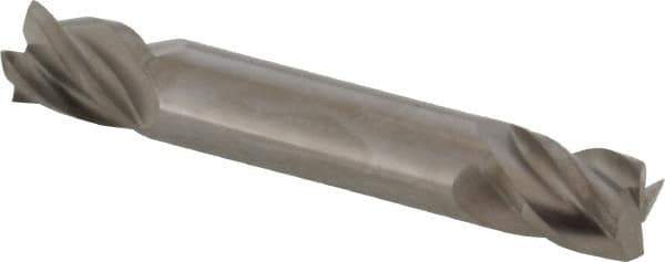 Accupro - 12mm, 16mm LOC, 12mm Shank Diam, 76mm OAL, 4 Flute, Solid Carbide Square End Mill - Double End, Uncoated, Spiral Flute, 40° Helix, Centercutting, Right Hand Cut, Right Hand Flute - Eagle Tool & Supply