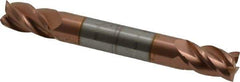 Accupro - 8mm, 12mm LOC, 8mm Shank Diam, 63mm OAL, 4 Flute, Solid Carbide Square End Mill - Double End, TiCN Finish, Spiral Flute, 40° Helix, Centercutting, Right Hand Cut, Right Hand Flute - Eagle Tool & Supply