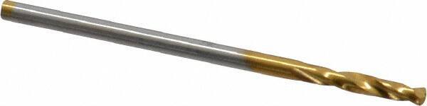 Guhring - #50 130° Parabolic Flute Cobalt Screw Machine Drill Bit - TiN Finish, Right Hand Cut, 11mm Flute Length, 36mm OAL, Standard Point, Straight Shank - Eagle Tool & Supply