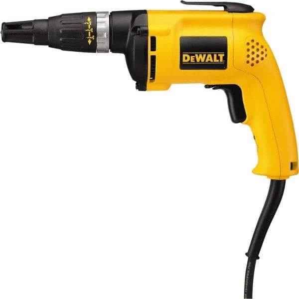 DeWALT - Pistol Grip Handle, 5,300 RPM, 60 In/Lb Torque, Electric Screwdriver - 1/4" Bit Holder, 120 Volts, 6 Amps - Eagle Tool & Supply